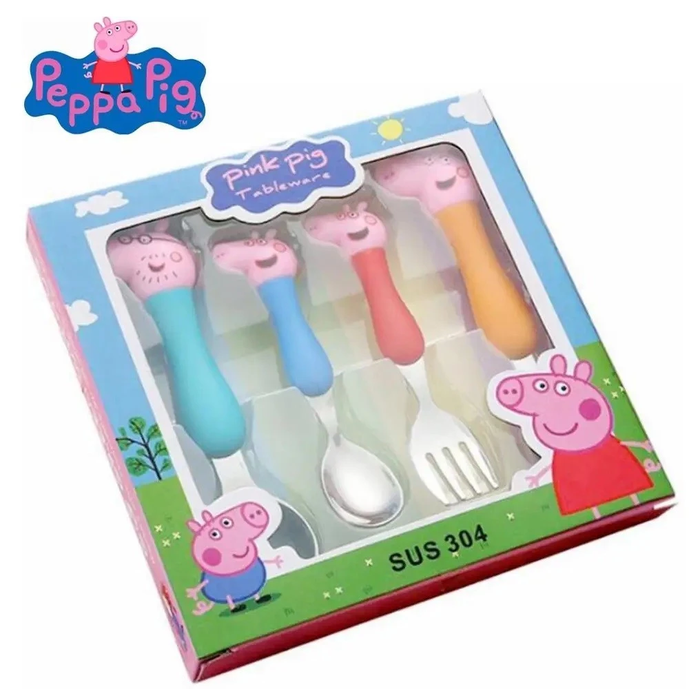 Peppa Pig บนโต๊ะอาหาร ส้อม ช้อน ตุ๊กตา แอคชั่น ของเล่น George Pig Dad Mom การ์ตูน อะนิเมะ รูป ปาร์ตี้ ของเล่น ของขวัญ สําหรับเด็กผู้ชาย และเด็กผู้หญิง