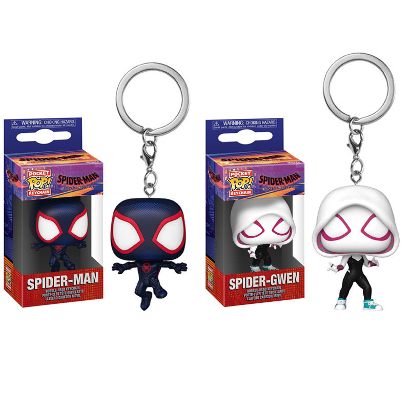 Funko Pop Spider-Man The Spider-Verse Miles Morales & Gwen Spider Pop! พวงกุญแจ
