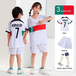 เสื้อกีฬาแขนสั้น ลายทีมชาติฟุตบอล Ronaldo คุณภาพดี 3 ชิ้น ต่อชุด