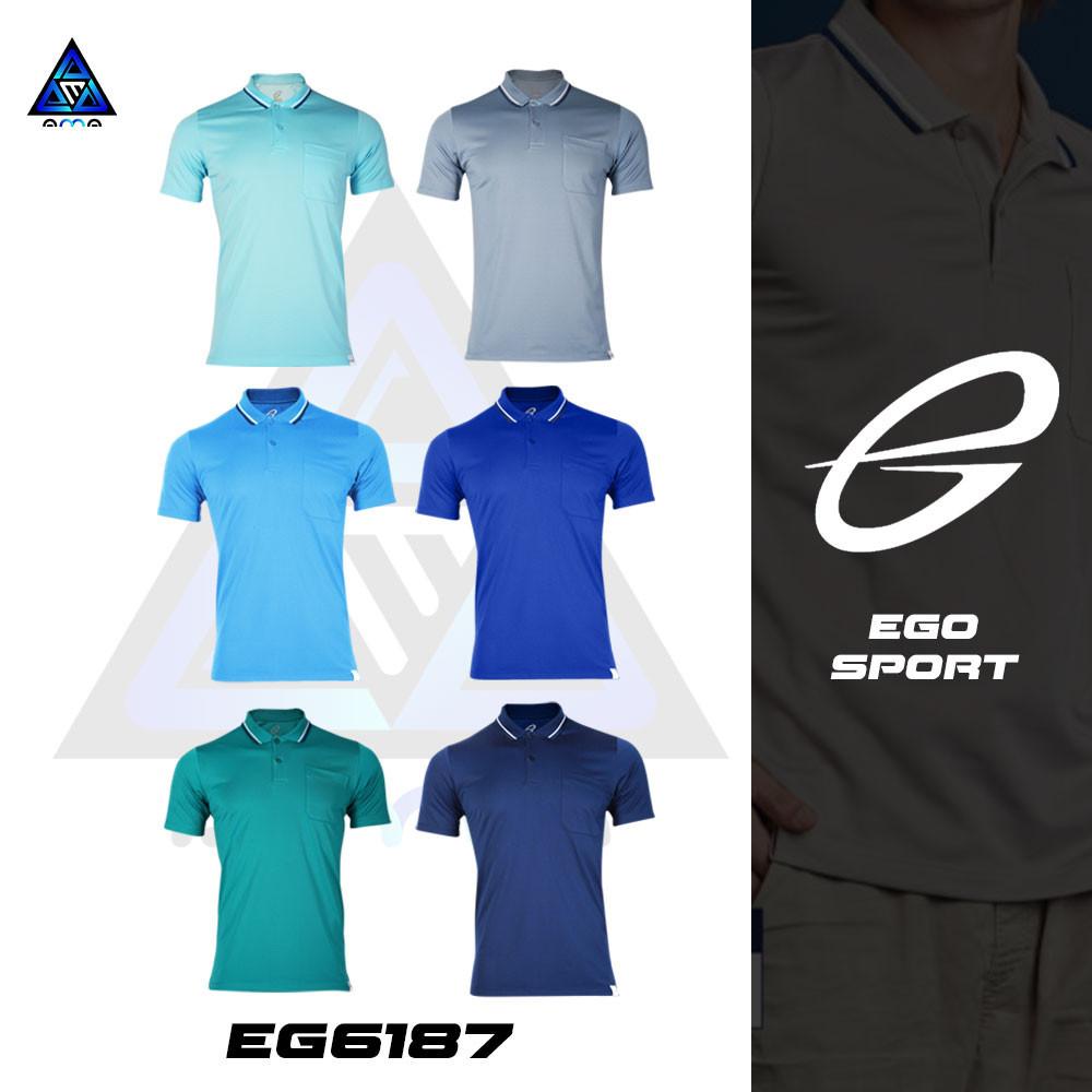 EGO SPORT  รหัส EG6187 อีโก้ เสื้อโปโลเบสิคแขนสั้นเสื้อโปโลผู้ชาย ชุด 2 ของแท้100%