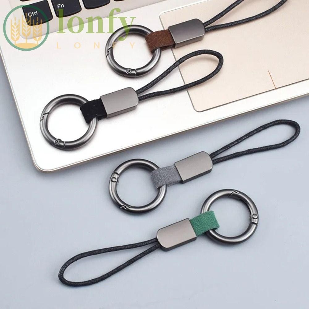 Lonfy พวงกุญแจหนังแท้ Carabiner Key Holder อุปกรณ์เสริมรถยนต์ กระชับและทนทาน