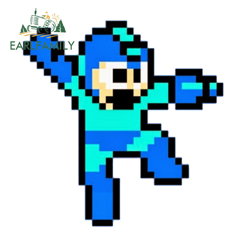 Earlfamily สติกเกอร์กราฟฟิก กันน้ํา กันแดด ลายอนิเมะ Megaman Pixel ขนาด 13 ซม. x 12.7 ซม. สําหรับติดตกแต่งรถยนต์