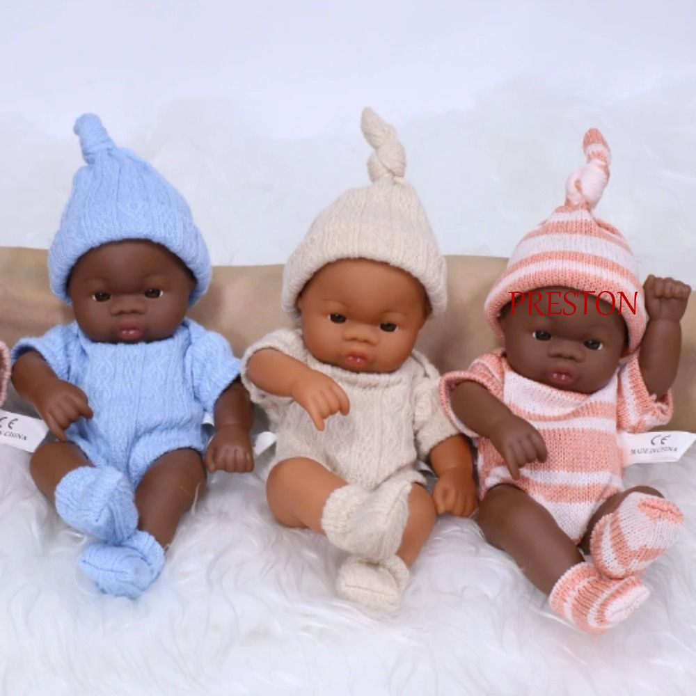 Preston ตุ๊กตาเด็กแรกเกิด อเมริกัน สีดํา ซิลิโคนไวนิล นิ่ม ขนาดเล็ก 20 ซม. 20 ซม.