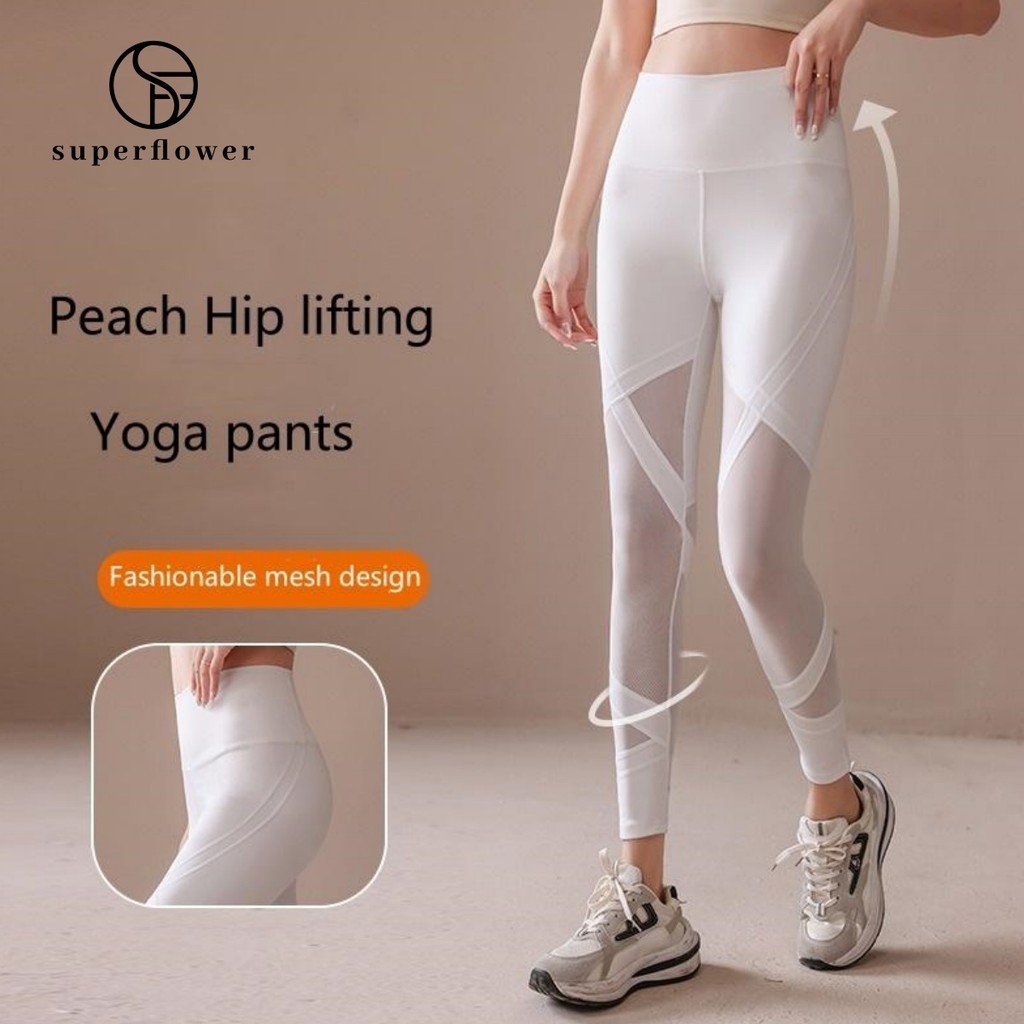 Superflower กางเกงเลกกิ้ง เอวสูง ผ้าเชียร์ ระบายอากาศ และดูดซับความชื้น สําหรับผู้หญิง