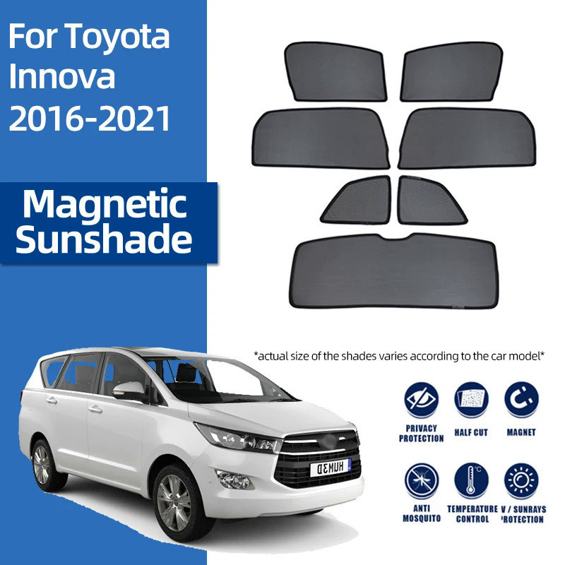 ม่านบังแดดรถยนต์สําหรับ Toyota INNOVA AN140 2015-2021 ม่านบังแดดรถยนต์แม่เหล็กด้านหน้ากรอบผ้าม่านด้านหลังหน้าต่าง Sun Shade Visor
