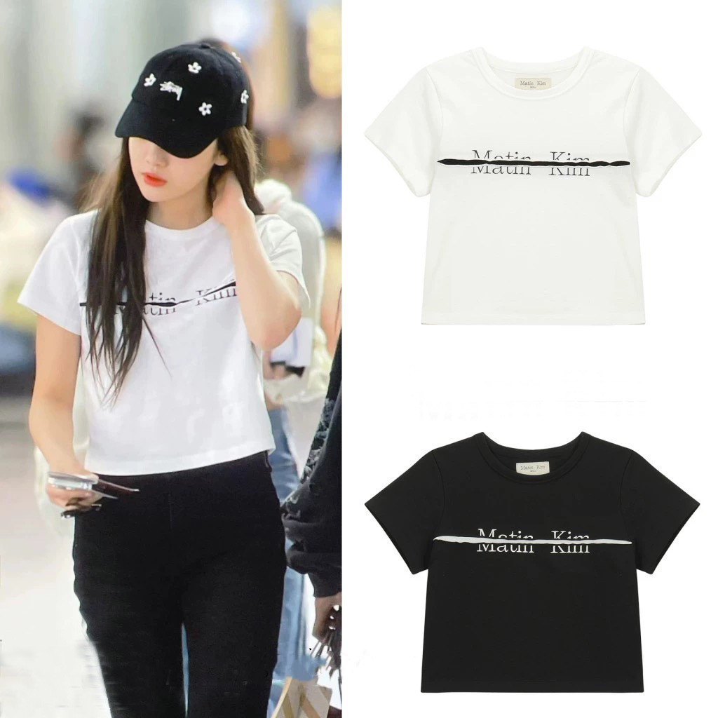 Matin KIMเสื้อยืดแขนสั้น พิมพ์ลายโลโก้ตัวอักษร สไตล์เกาหลี ฮาราจูกุ แฟชั่นฤดูร้อน