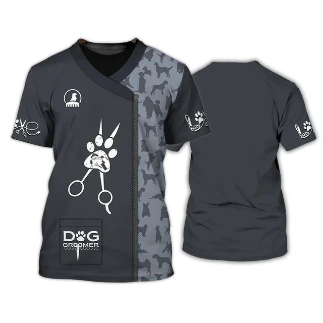เสื้อยืดผู้หญิงสุนัข Groomers Mens Pet Grooming เครื่องแบบ Tops เสื้อผ้า tees canine ช่างทําผมสัตวแพทย์ 2025 งาน canine