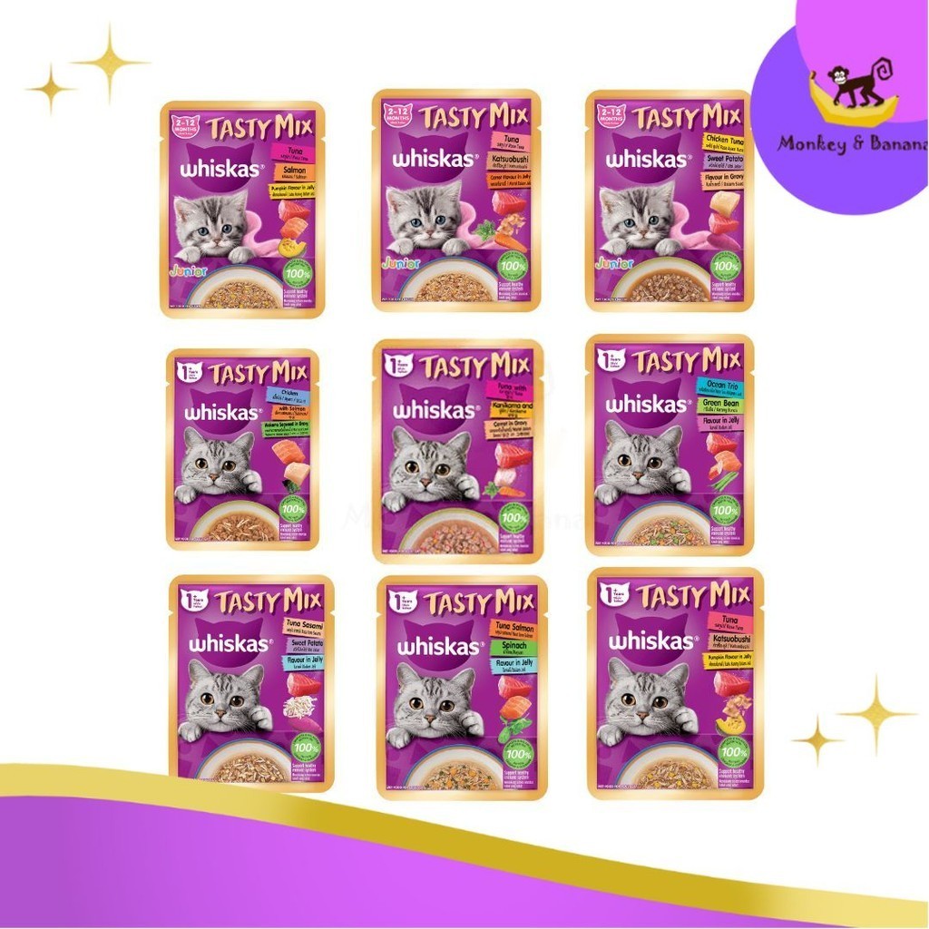 (ซอง) Whiskas Tasty Mix วิสกัส เทสตี้ มิกซ์ อาหารเปียกแมว ขนาด 70g