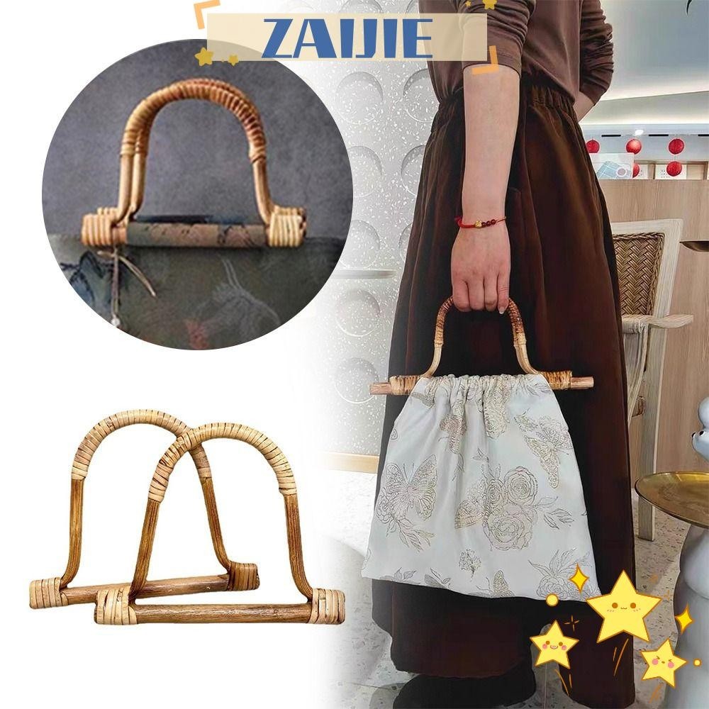 Zaijie24 หูหิ้วกระเป๋า แบบไม้ คุณภาพสูง แบบเปลี่ยน สําหรับกระเป๋าถือ กระเป๋าเดินทาง