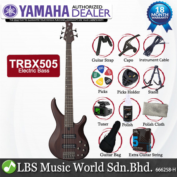 Yamaha TRBX505 5 สาย Solid Mahogany Body กีตาร์เบสไฟฟ้า - แพ็คเกจ