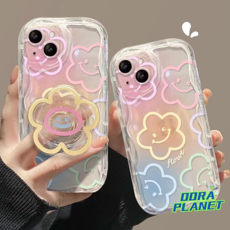 เคสโทรศัพท์มือถือ ซิลิโคน TPU กันกระแทก ลายดอกไม้หน้ายิ้ม สําหรับ IPhone 15 promax 11 13mini 14pro 8plus xs xr 13pro xsmax 6 12 7plus 8
