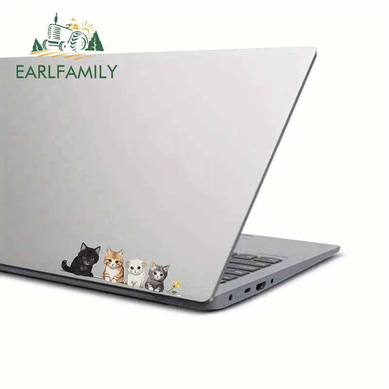 Earlfamily สติกเกอร์ไวนิล ลายการ์ตูนแมว กันน้ํา 13 ซม. x 3.7 ซม. สําหรับติดตกแต่งรถยนต์