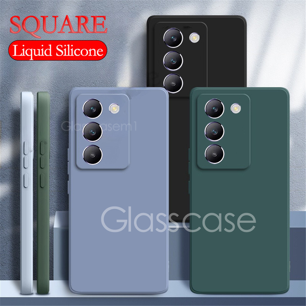 ปลอกสําหรับ Vivo Y03 Y18 Y18s Y18e Y19s Y28 Y28s Y38 Y58 Y100 Y200 Y 19s Y 100 Y 200 สแควร์ซิลิโคนเหลวป้องกันกล้องเคสโทรศัพท์คู่กันกระแทกปลอกอ่อนฝาหลัง