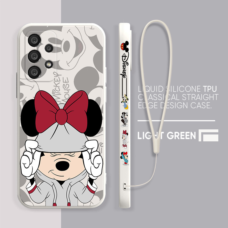 เคสโทรศัพท์มือถือ ลายการ์ตูนดิสนีย์ มิกกี้ มินนี่เมาส์ พร้อมสายคล้อง สําหรับ Samsung galaxy A55 A35 A54 A34 A25 A24 A05 A05S A15 A14