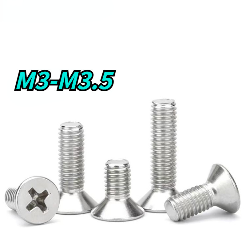 [HNK] สกรูสเตนเลส 304 หัวจม Phillips หัวแบน M3 M3.5