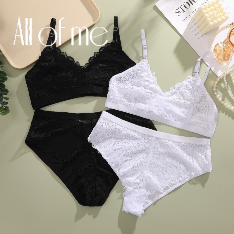 Allofme ชุดชั้นใน กางเกงชั้นใน บิกินี่ เอวสูง ลูกไม้ นุ่ม ระบายอากาศ เซ็กซี่ สําหรับผู้หญิง
