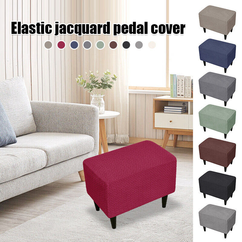 ยืด T Jacquard สานสตูลวางเท้า Cover Slipcovers กันฝุ่น Ottoman Cover