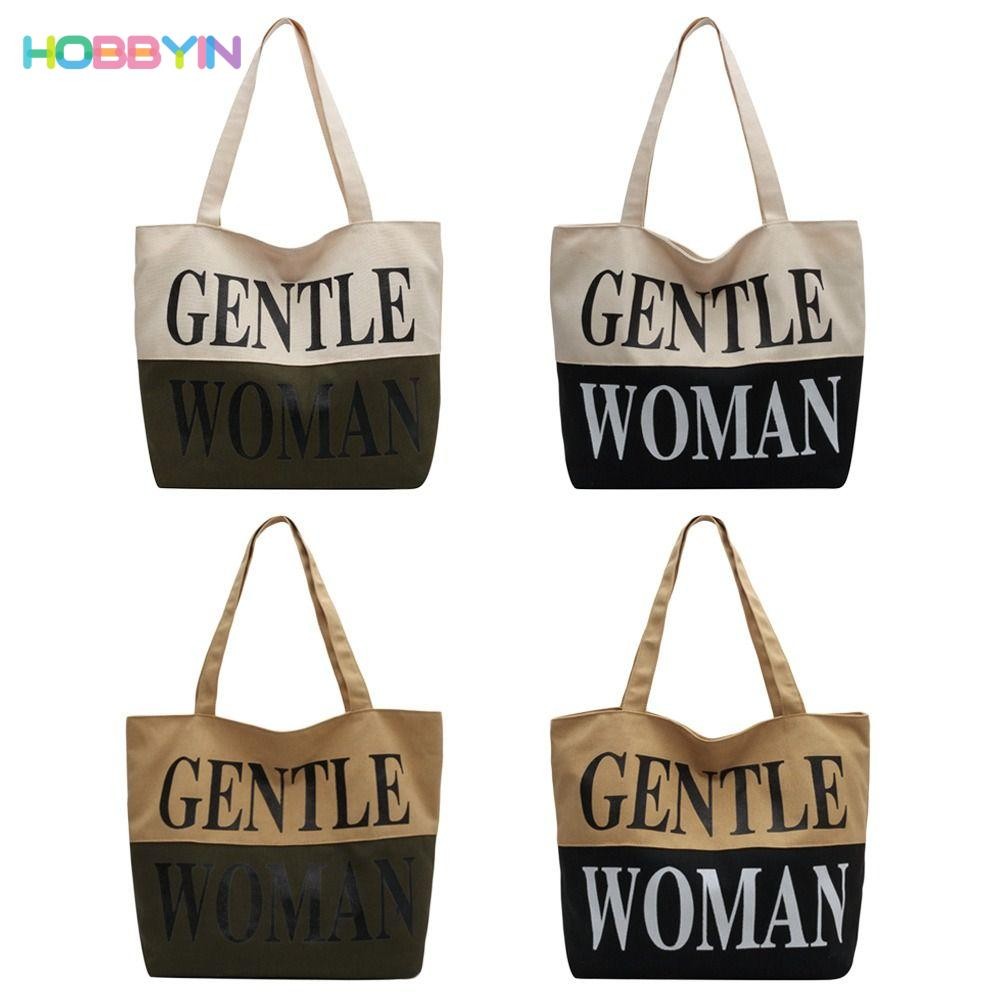 HOBBYIN กระเป๋าถือ ผ้าแคนวาส ผ้าฝ้าย จุของได้เยอะ แบบพกพา สําหรับผู้หญิง