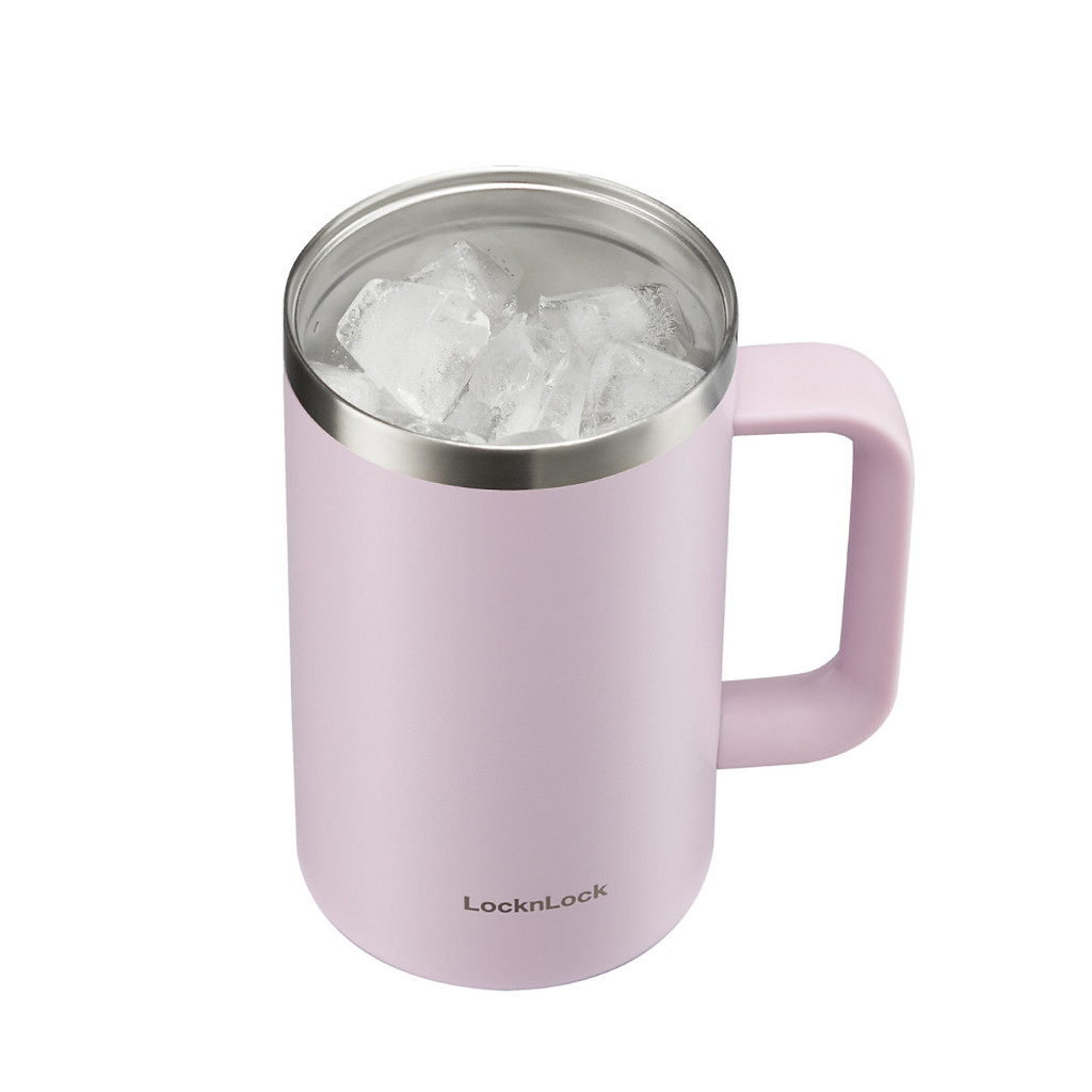 แก้วทรงแบน LocknLock LHC4320 - ความจุ 730ml - ด้ามจับสบาย - ปากกว้าง - ฝาโปร่งใส