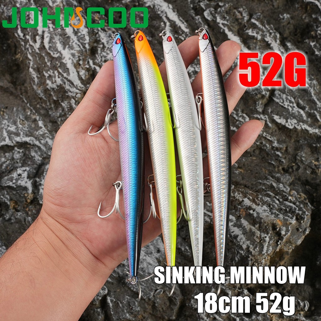 1 PC Sinking Minnow Lure 18 ซม.52g หล่อยาวตกปลาทะเล 3D ตาตกปลา Lure Buzz เหยื่อเหยื่อตกปลา
