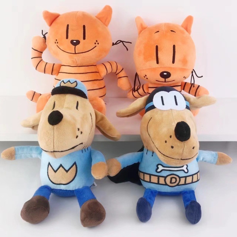 Jamxun 30 ซม.น่ารัก Dog Man ของเล่นตุ๊กตา Dogman ตุ๊กตานุ่มตุ๊กตาการ์ตูน Petey the Cat Puppy Chief Plushie สัตว์ตัวเลขของขวัญวันเกิด