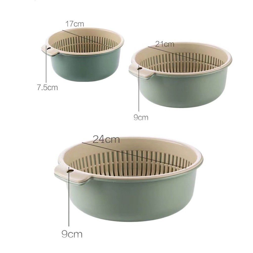 711 ชุดตระกร้ากรอง ตระกร้าล้างผัก กะละมังล้างผักผลไม้ 2in1 พร้อมตะกร้า 2 ชั้น 3 ขนาด พลาสติก พร้อมส่ง - รูปที่ 7