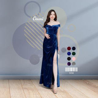 Ommishop ชุดราตรี 1225K ปาดวีนก กำมะหยี่ เดรสออกงาน ชุดงานแต…