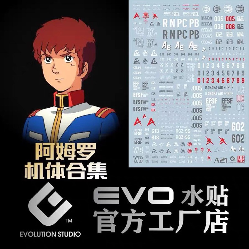 ✅พร้อมส่ง🔥 ดีคอลน้ำ DECAL【EVO】LOGO Amuro Ray Univesal