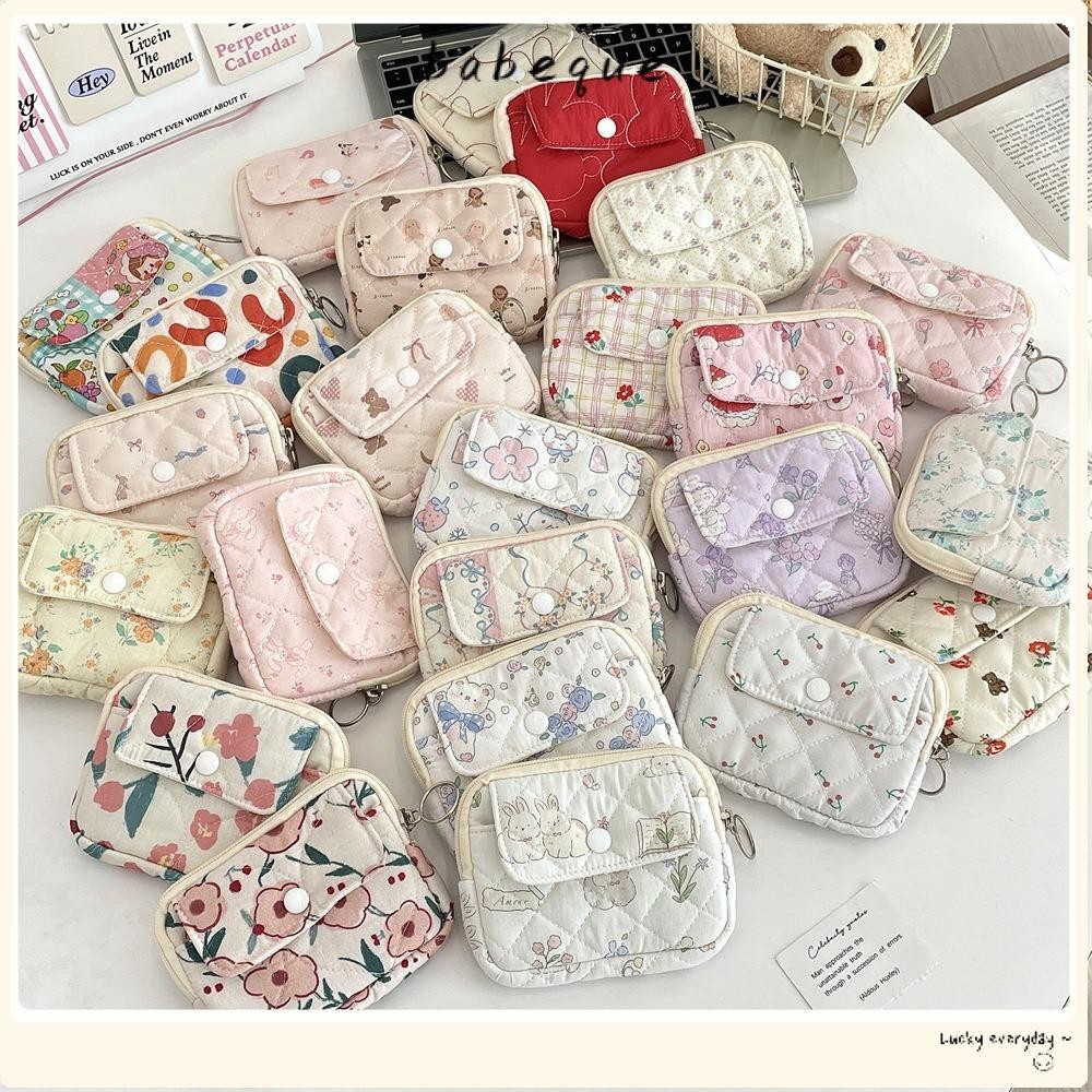 กระเป๋าใส่เหรียญ บาเบเก้,กระเป๋าเครื่องสําอางผ้านวมการ์ตูนลายดอกไม้,กระเป๋าเก็บขนาดเล็กมัลติฟังก์ชั่นน่ารักสําหรับผู้หญิง