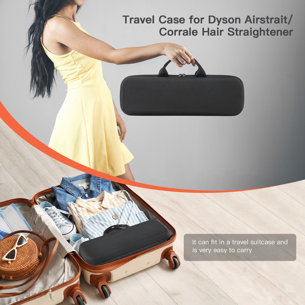 กระเป๋าเดินทางกันกระแทกสําหรับ Dyson Airstrait/Corrale เครื่องหนีบผม, กันน้ํา Anti-Scratch Storage Organizer, แบบพกพาทนความร้อนกระเป๋ามีซิป