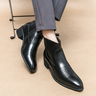 รองเท้าบูทลําลอง ข้อสั้น หนังเทียม แต่งซิป พิมพ์ลาย สไตล์วิน…