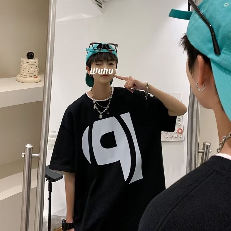 【 M-8xl 】เสื้อยืดแขนสั้นลําลอง พิมพ์ลายตัวอักษร P สไตล์ฮิปฮอป เรียบง่าย ขนาดใหญ่ สําหรับผู้ชาย ราคา ถูกที่สุด ดีลบีเคเค แกลเลอรีภาพที่ 3