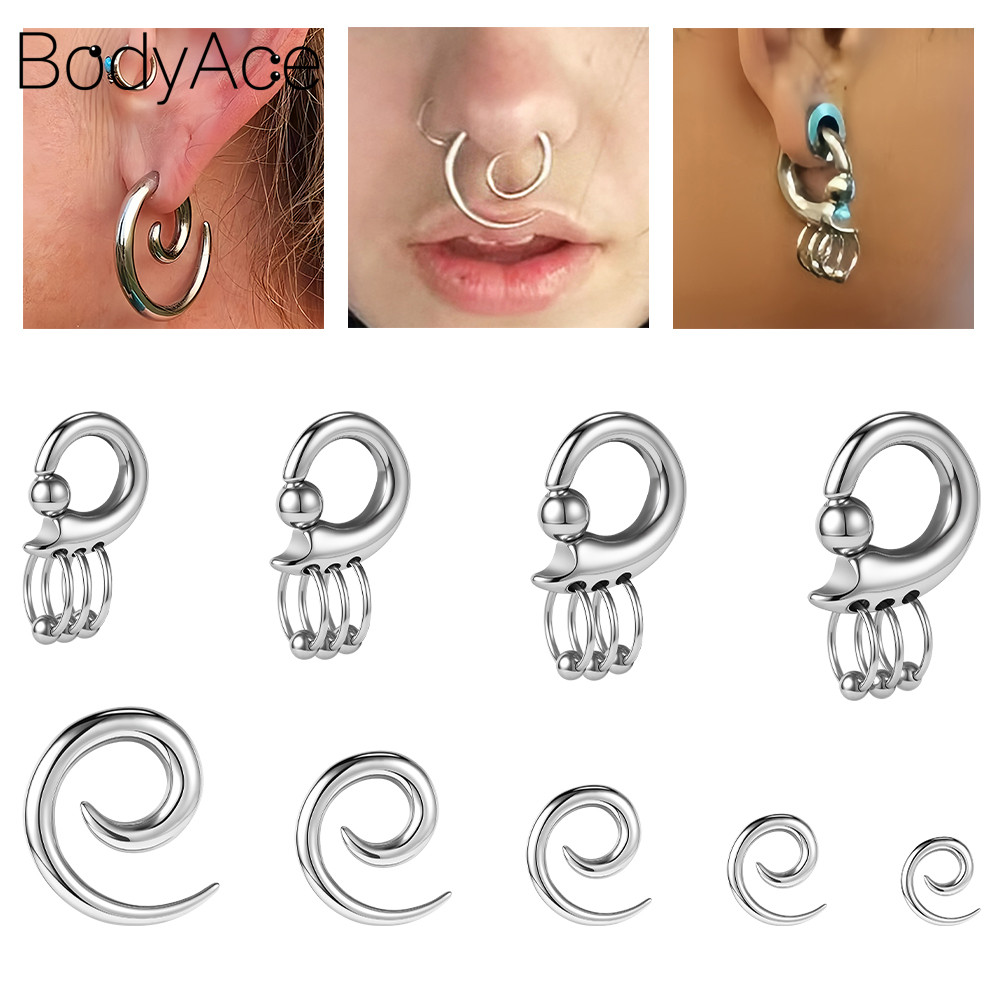 Bodyace เครื่องวัดหู สเตนเลส สีเงิน ห้อยปลั๊กอุโมงค์ 1 ชิ้น