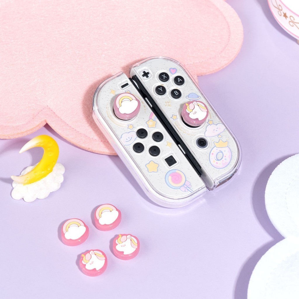 ฝาครอบปุ่มกดจอยสติ๊ก ซิลิโคน ลายน่ารัก ABXY สําหรับ Nintendo Switch OLED Switch Lite Cross D-Pad 4 ชิ้น
