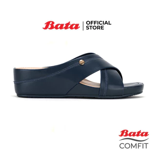 Bata บาจา รองเท้าเพื่อสุขภาพแบบสวม เทคโนโลยีคุชชั่น สูง 2 นิ้ว สำหรับผู้หญิง สีกรมท่า รหัส 7019088