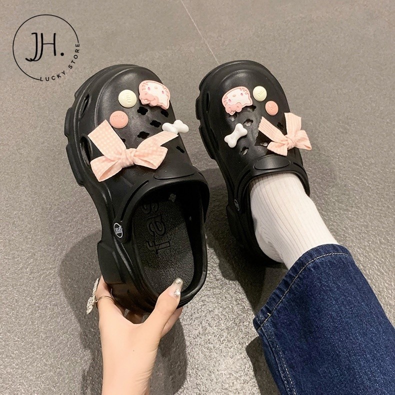 JH.lucky รองเท้าแตะแบบสวมเก็บหน้าเท้า ทำให้ดูเรียวสวย เพิ่มความสูง มีตัวติดรองเท้า สูง1.5นิ้ว #sy150