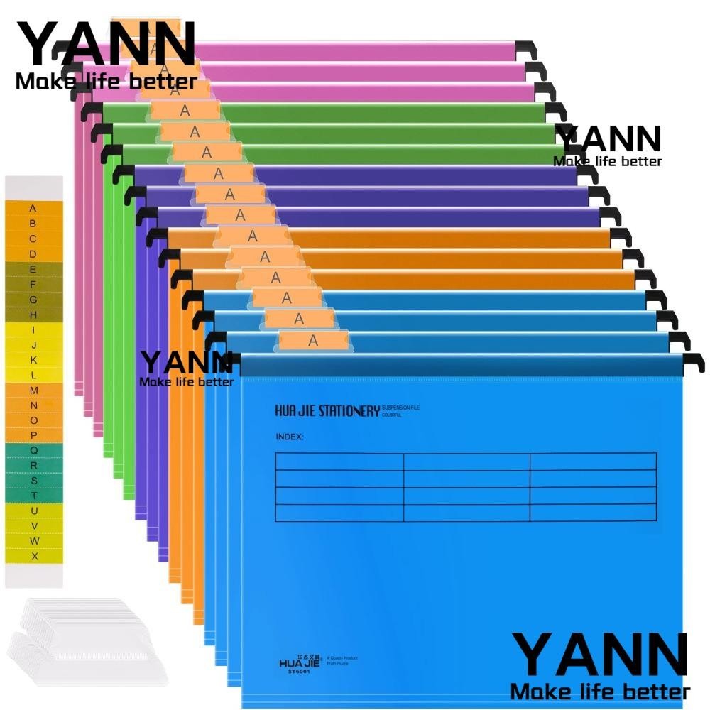 Yann1 แฟ้มแขวน ขนาด A4 พร้อมตะขอ PVC ขนาด A4 สุ่มสี สําหรับตู้เสื้อผ้า โรงเรียน