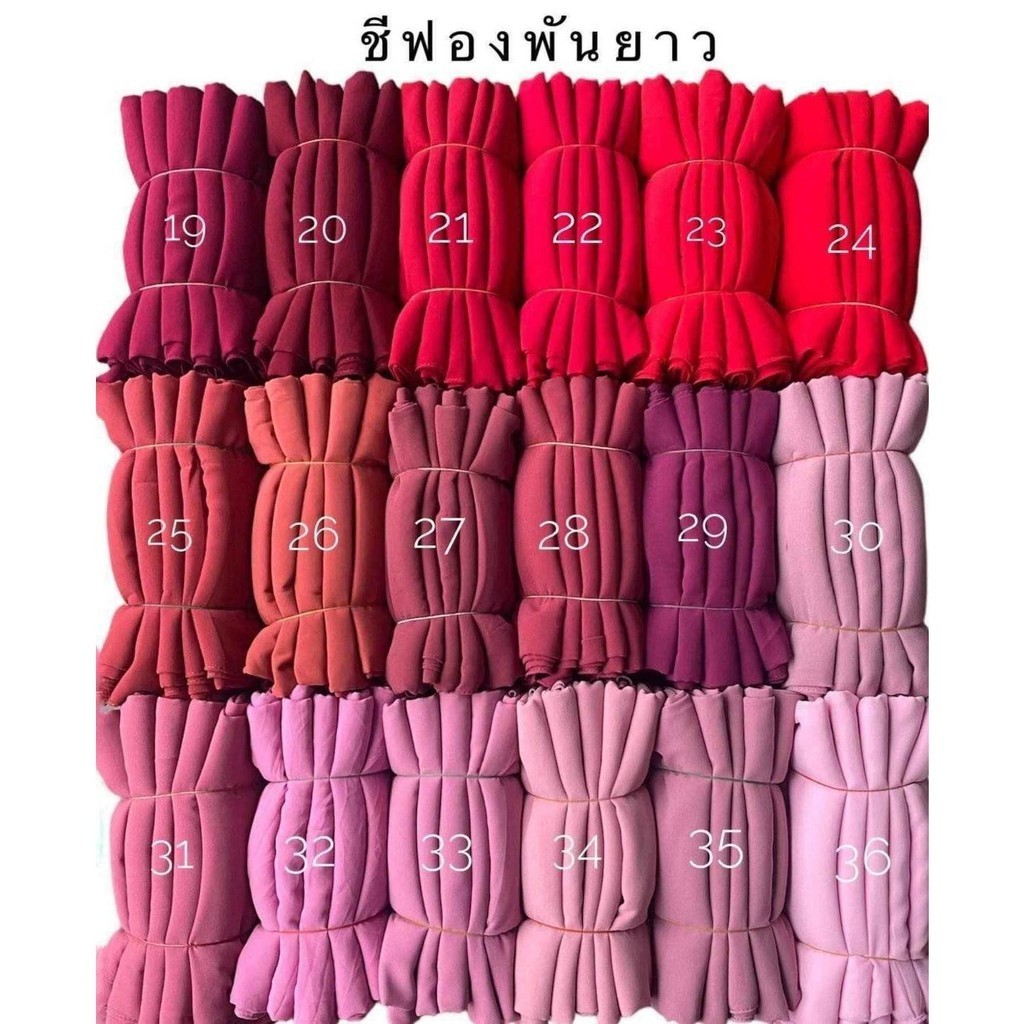 ชีฟองพันยาว ชีฟองมาเลขนาด  75*180 ผ้าพัน ชีฟอง