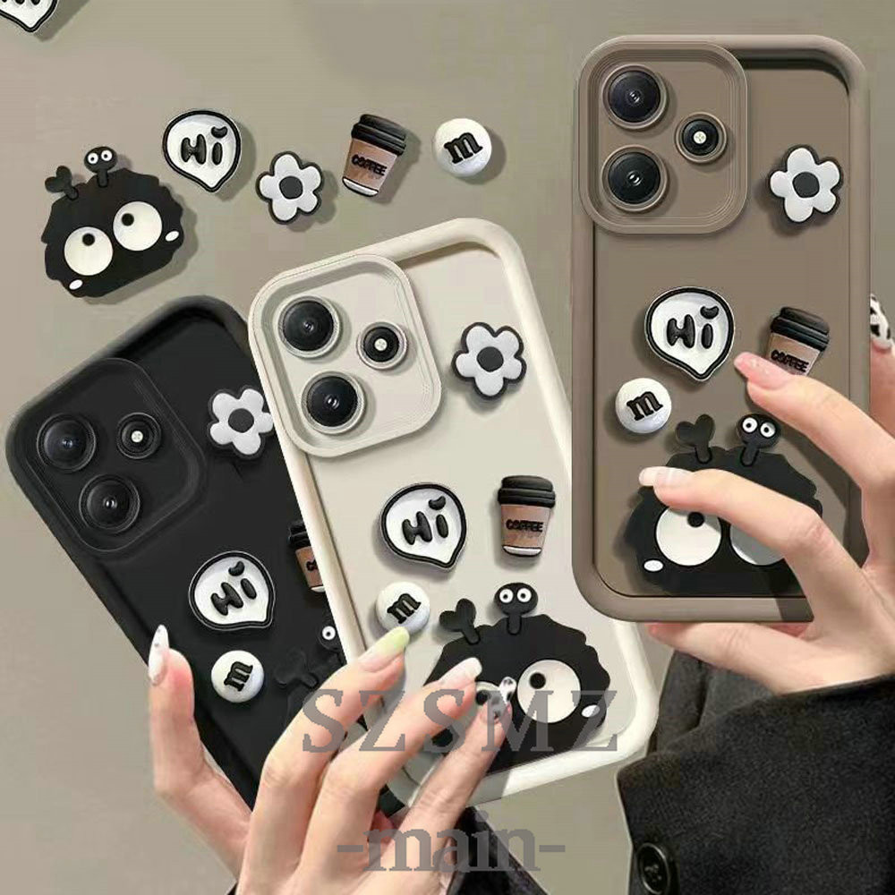 JG| เคส สำหรับ infinix Hot 8 9 10 11 12 12i 20 20i 20S 30 Play 30i Tecno Spark 4 5 Angel Eyes Non-Slip Matte Silicone DIY Coffee Dustbunny Soft Phone Case