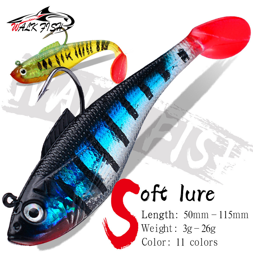 เดินปลา 1 ชิ้น 50-115 มิลลิเมตร T-tail หัวเหยื่ออ่อน Wobbler Pesca ปลาคาร์พเบสตกปลาประดิษฐ์ Tackle