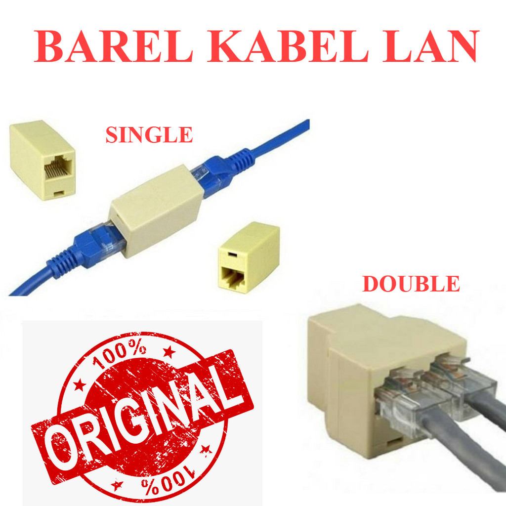RJ45 LAN CONNECTOR BAREL SINGLE BRANCH DOUBLE BARREL UTP