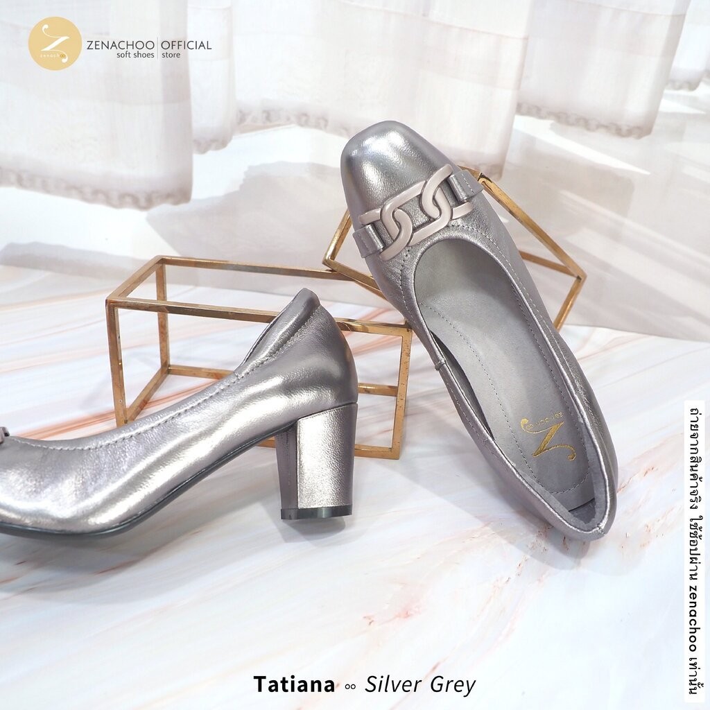 เปลี่ยนไซส์ได้-ไม่รับคืน ทรงปกติ Tatiana สูง2นิ้ว หนังแกะแท้ Zenachoo ทรงสวยมาก