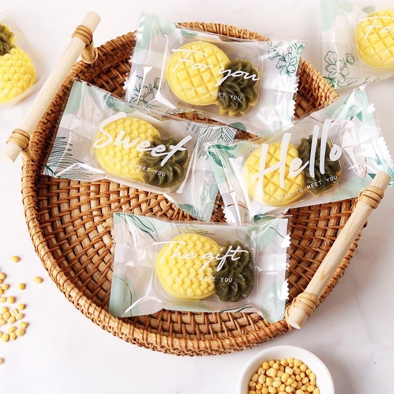 Bakery D'VER ถุงซีลลวดลาย ขนาด 7*12cm แพคละ 95-100ใบ ใส่คุ้กกี้สับปะรดไต้หวัน ขนม ถุงซีลด้วยความร้อน