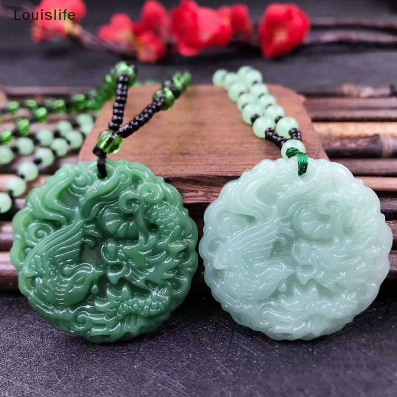 Louislife แฟชั่นสไตล์ชาติพันธุ์แก้ว Hand-Carved มังกรจี้สร้อยคอ Amulet ผู้หญิง Mans Lucky เครื่องประ
