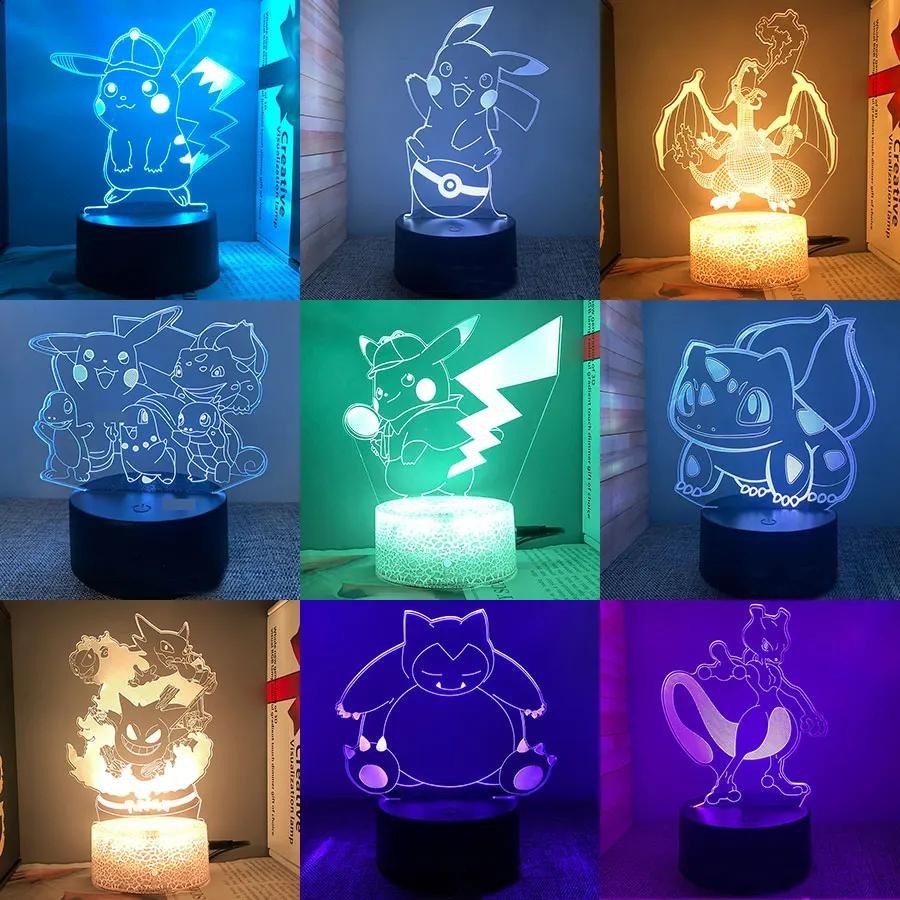 Pokeeemon อะนิเมะตัวเลข Night Light Monsters Pik Gengar achu เด็ก Sh Figuarts ของขวัญของเล่น