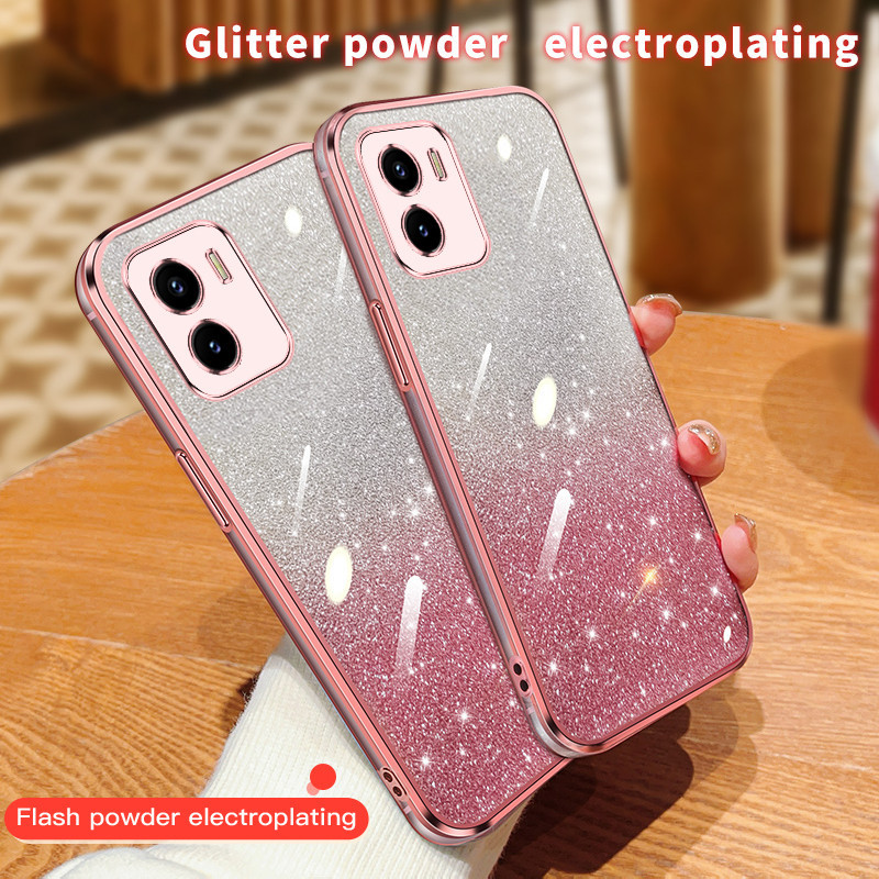 เคส VIVO Y10 Y15S Y15A 2021 การไล่ระดับสีชุบกรณีโทรศัพท์ป้องกันการตก
