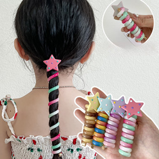 ใหม่ ยางรัดผมหางม้า ลายการ์ตูนน่ารัก สีรุ้ง สีสันสดใส สําหรั…