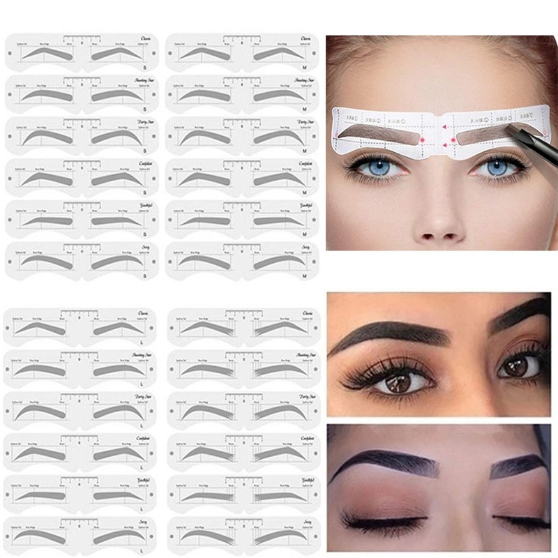 6 ชิ้น/เซ็ตReusable Eyebrow Shaper DIYไม้บรรทัดนุ่มBrow Definerคิ้วแสตมป์การ์ดไม้บรรทัดนุ่มStencil Shapingเครื่องมือแต่งหน้า