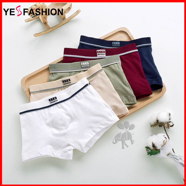 Yesfashion กางเกงชั้นในบ็อกเซอร์ ผ้าฝ้าย แบบนิ่ม สําหรับเด็กผู้ชาย 5 ชิ้น ต่อชุด