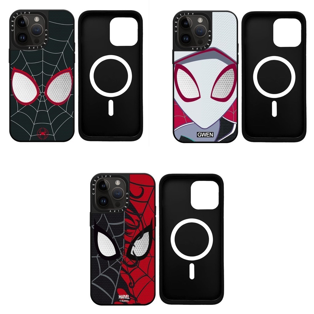 Spiderman Into the Spider-Verse Magnetic Casetify เคสโทรศัพท์สําหรับ iPhone 16 15 14 13 12 11 Pro Max , Hard Glossy Matt Mirror
